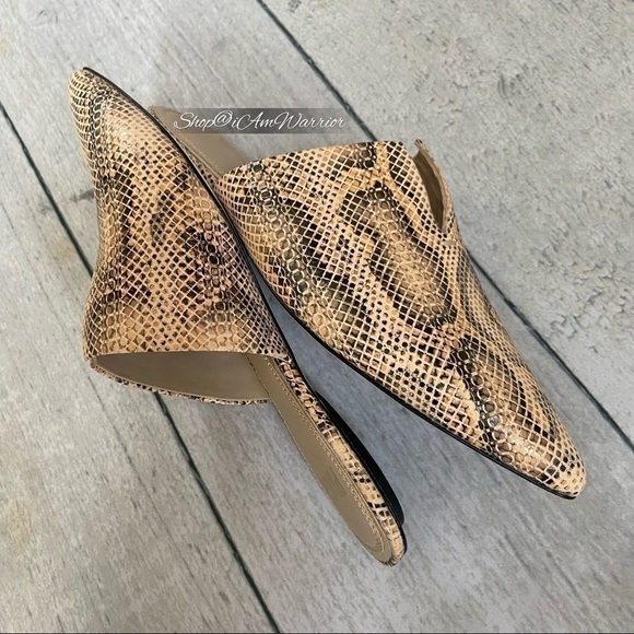 Paige NWOT leather snakeskin pointed toe mules *shop@iamwarrior - Picture 7 of 11